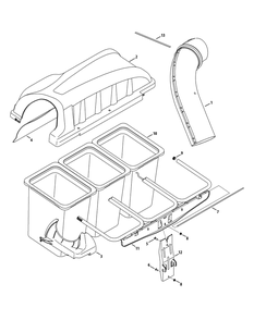 Triple Rear Bag Components Diagram and Parts List for 19A40007100 50-54-Inch Cub Cadet Lawn Tractor